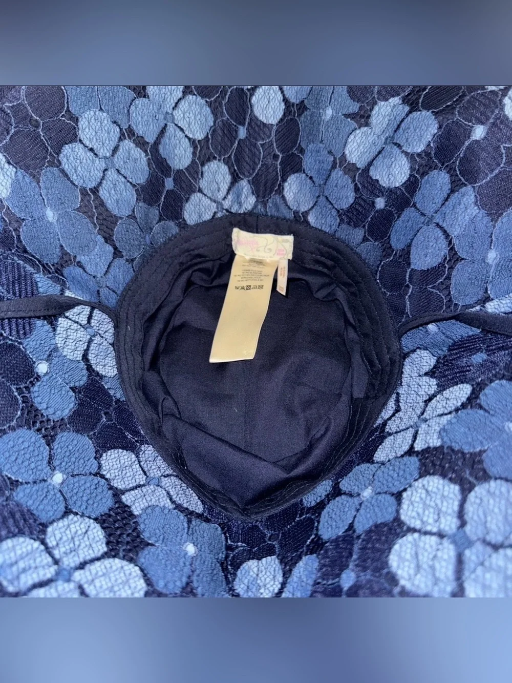 Free People “Molly” Navy Floral Classic Summer Bucket Hat, One Size